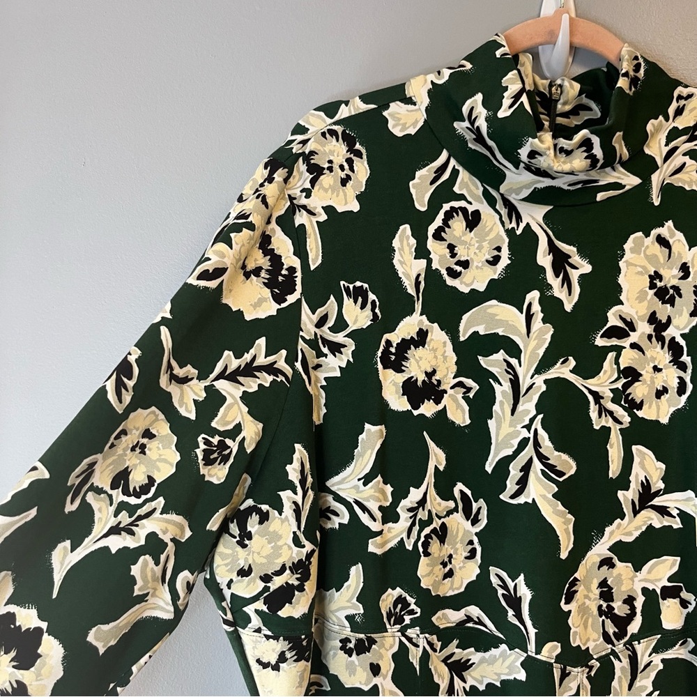 Tanya Taylor Dress Green Cream & Black Floral Thea Dress in Martini Multi 3X NWT - Picture 9 of 16
